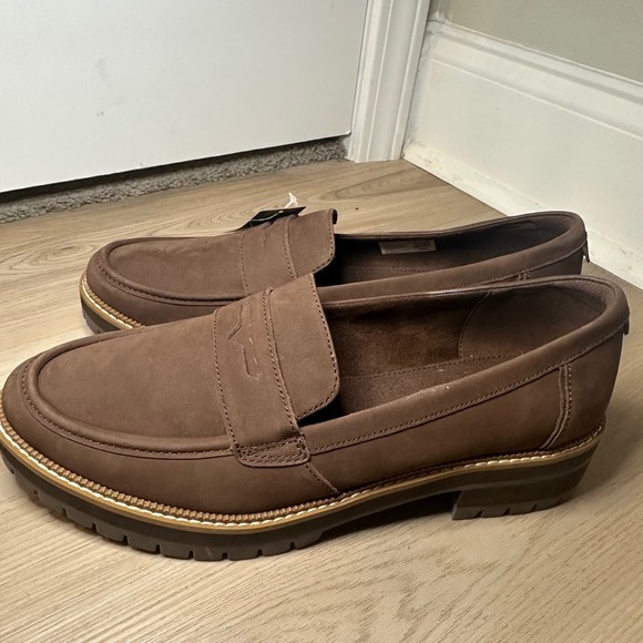 TOMS Cara Loafers Oak Brown Leather Lug Sole Penny Shoes 10021357 Womens 11 - Picture 3 of 8